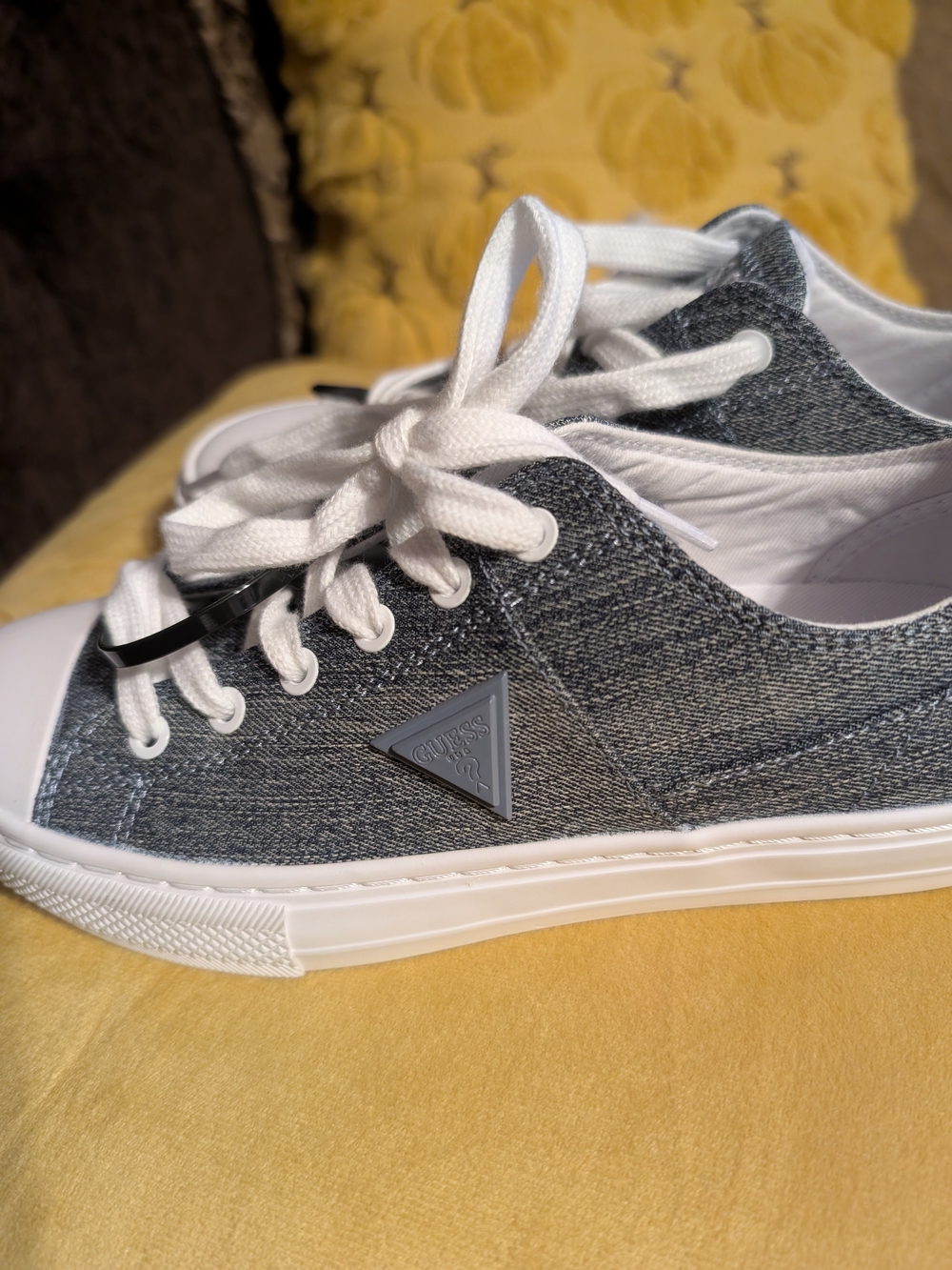 GUESS Kids Denim-Style Gray & White Lace-Up Sneakers - Picture 6 of 13
